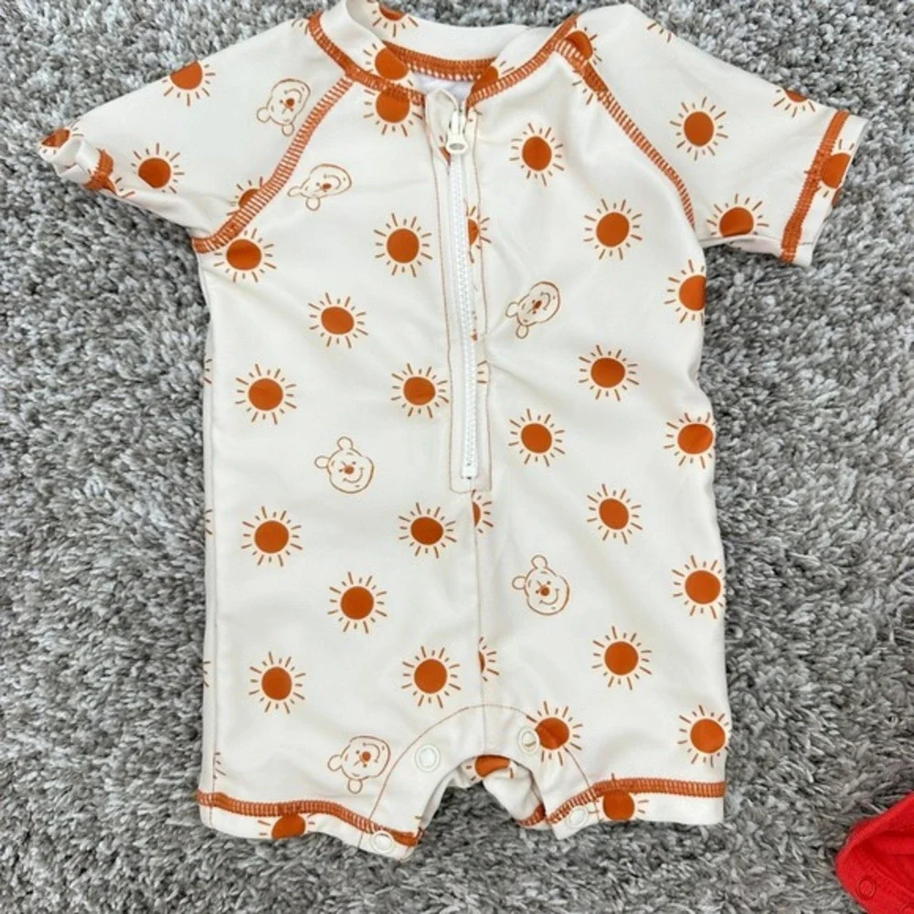 Disney Baby Mickey Mouse Pooh Lion King Outfit Set 0-3 Month Swimsuit Hat Bundle
